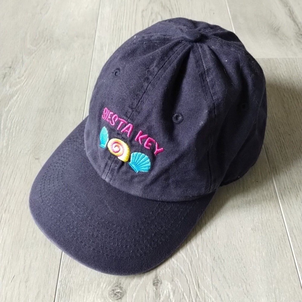 Siesta Key Florida Hat Baseball Cap COtton Blue Adjustable Strap OSFA Seashell